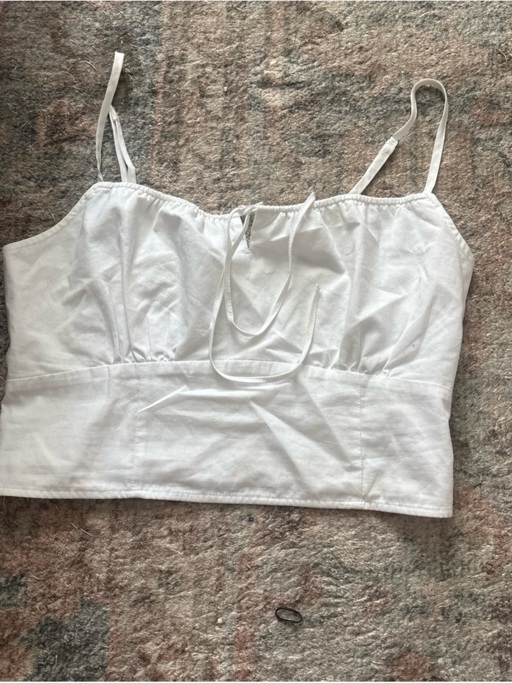Abercrombie & Fitch White Cropped Cami with Adjustable Straps